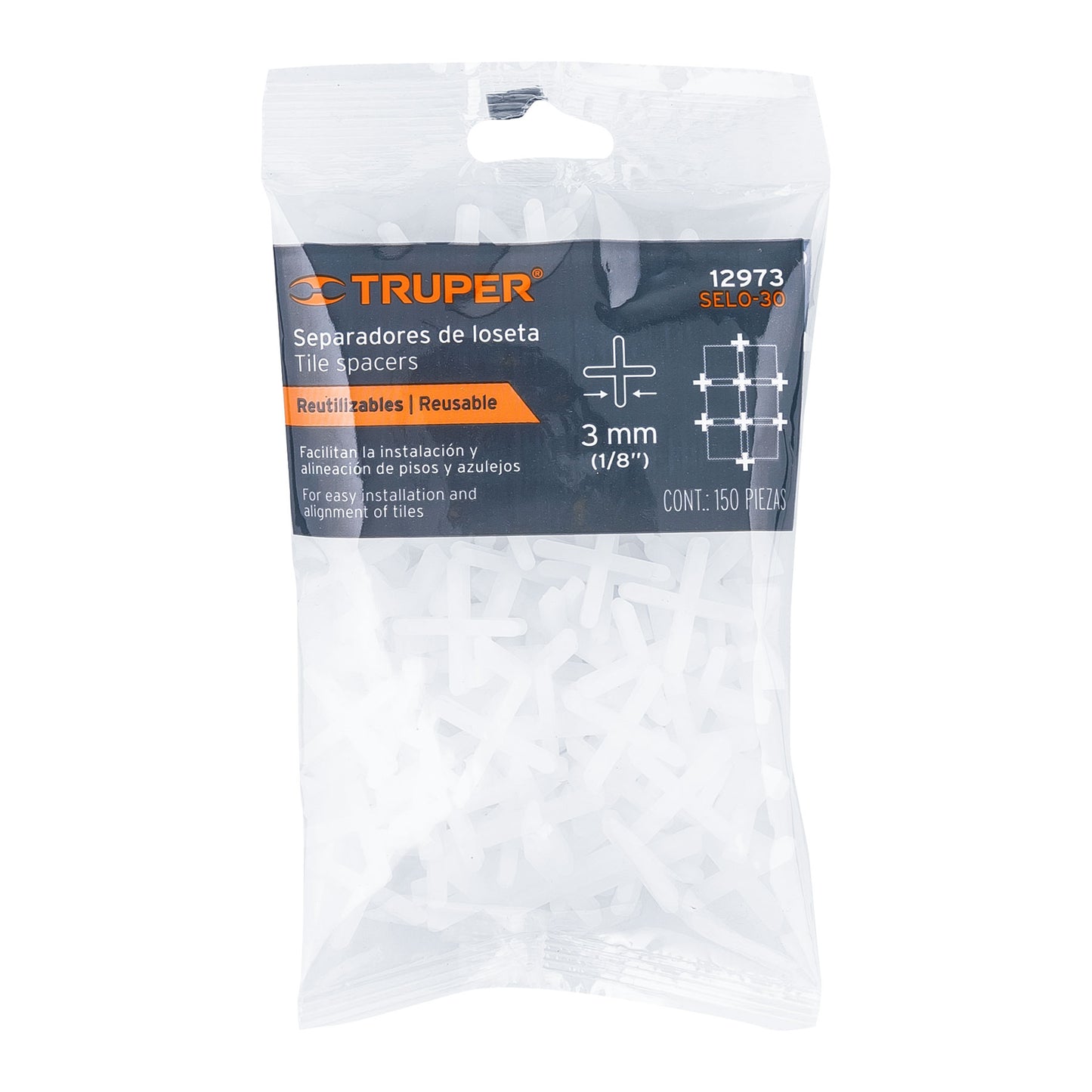 Crucetas p/loseta de 3mm (150uds) TRUPER